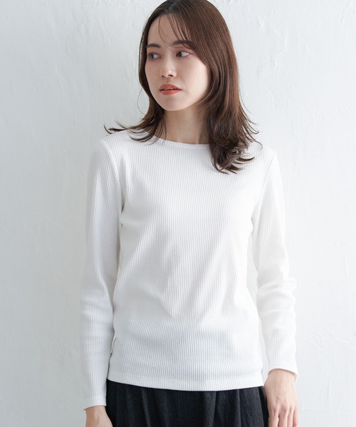 ikka（イッカ）の「三角テレコクルーネックプルオーバー（Tシャツ/カットソー・レディース・グリーン/その他1/オフホワイト/ダークベージュ/ネイビー・L/M/S）」の11枚目の写真