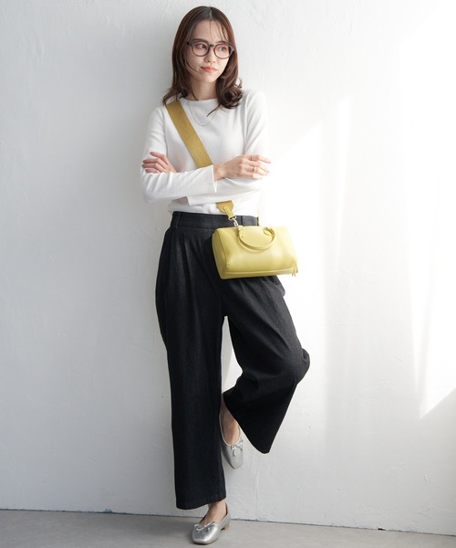 ikka（イッカ）の「三角テレコクルーネックプルオーバー（Tシャツ/カットソー・レディース・グリーン/その他1/オフホワイト/ダークベージュ/ネイビー・L/M/S）」の7枚目の写真