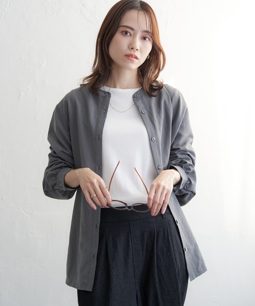 ikka（イッカ）の「三角テレコクルーネックプルオーバー（Tシャツ/カットソー・レディース・グリーン/その他1/オフホワイト/ダークベージュ/ネイビー・L/M/S）」の13枚目の写真