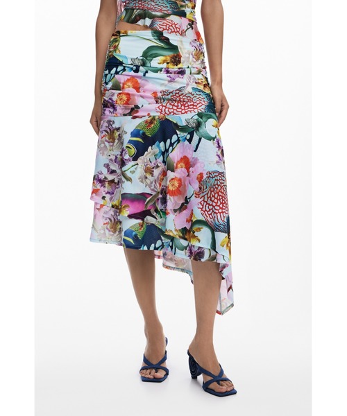 Desigual(デシグアル)の「FALFISHYLACROIX トロピカルガーデン アシンメトリースカート(スカート・レディース・マルチ・M/L/XL/S/XS)」の2枚目の写真