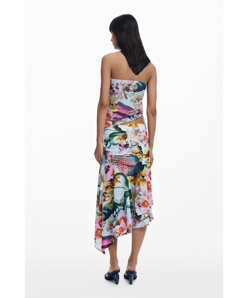 Desigual(デシグアル)の「FALFISHYLACROIX トロピカルガーデン アシンメトリースカート(スカート・レディース・マルチ・M/L/XL/S/XS)」の4枚目の写真