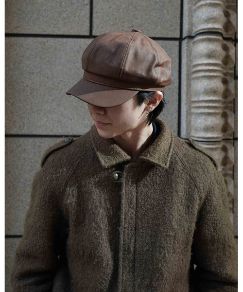 Moto ベージュ レザー キャスケット ヌメ革 8パネル