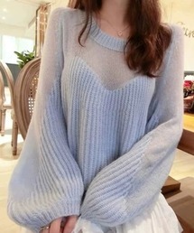 ampm | 【ampm】シースルースウィッチバルーンスリーブニット(ニット/セーター)