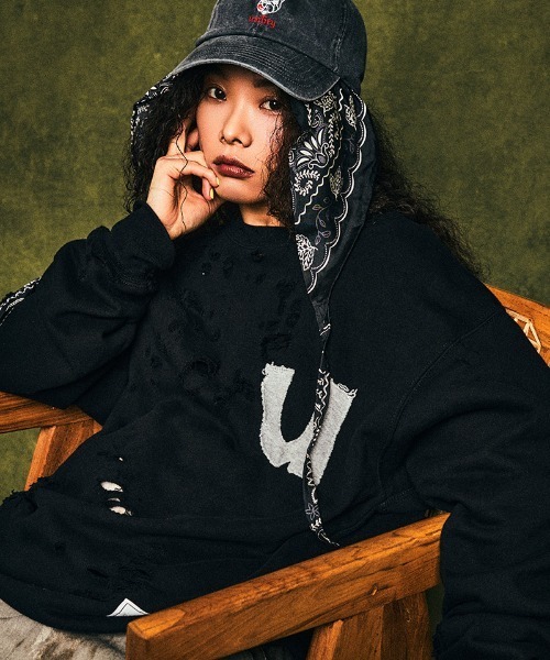 EFFECTEN（エフェクテン）の「msw1642- U Pacth Crust Sweat スウェット（スウェット・メンズ・ブラック/グレー・L/XL）」の2枚目の写真