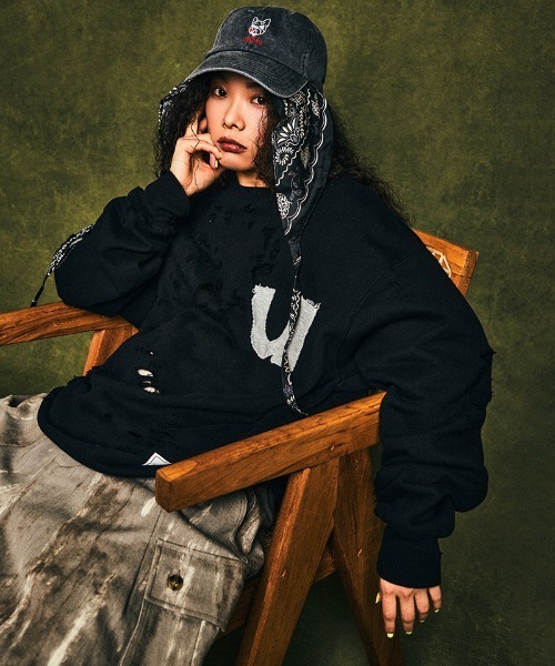 EFFECTEN（エフェクテン）の「msw1642- U Pacth Crust Sweat スウェット（スウェット・メンズ・ブラック/グレー・L/XL）」の19枚目の写真