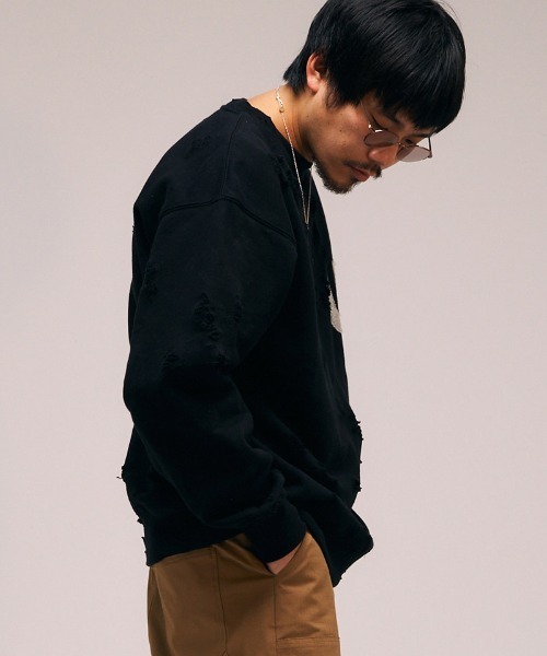 EFFECTEN（エフェクテン）の「msw1642- U Pacth Crust Sweat スウェット（スウェット・メンズ・ブラック/グレー・L/XL）」の21枚目の写真