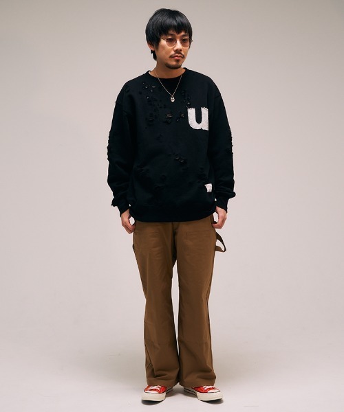 EFFECTEN（エフェクテン）の「msw1642- U Pacth Crust Sweat スウェット（スウェット・メンズ・ブラック/グレー・L/XL）」の14枚目の写真