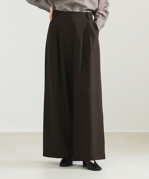 Demi-Luxe BEAMS（デミルクス ビームス）の「ポプリン 2タックパンツ（スラックス・レディース・チャコールグレー/ブラック/ブラウン系その他・38/36）」の3枚目の写真