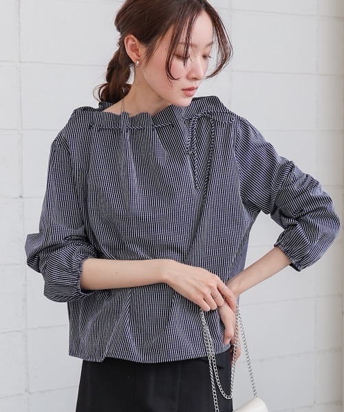 Bab(バブ)の「ストライプロープネックブラウス(シャツ/ブラウス・レディース・オフホワイト/ネイビー・M)」の1枚目の写真