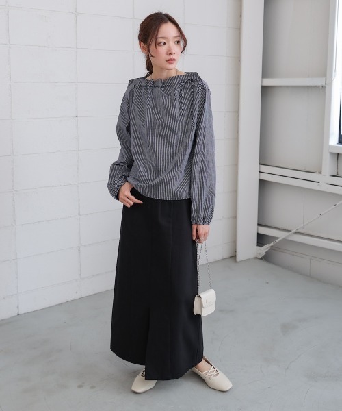 Bab(バブ)の「ストライプロープネックブラウス(シャツ/ブラウス・レディース・オフホワイト/ネイビー・M)」の18枚目の写真