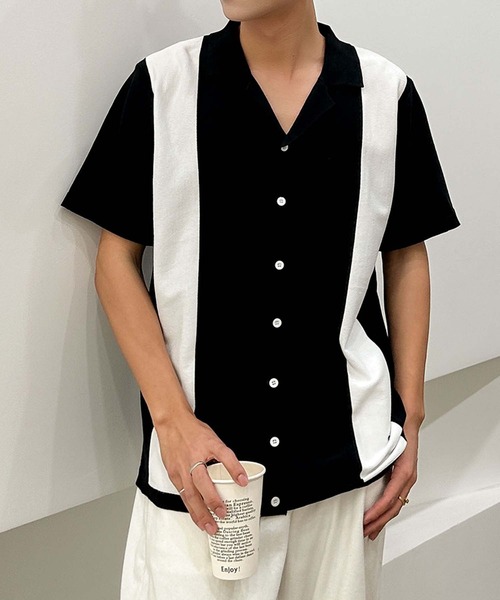 aimoha(アイモハ)の「【aimoha neo】Retro Edge Cuba Shirt (SS)(シャツ/ブラウス・メンズ・ブラック/ワインレッド・LARGE/X-LARGE/XX-LARGE/XXX-LARGE)」の1枚目の写真