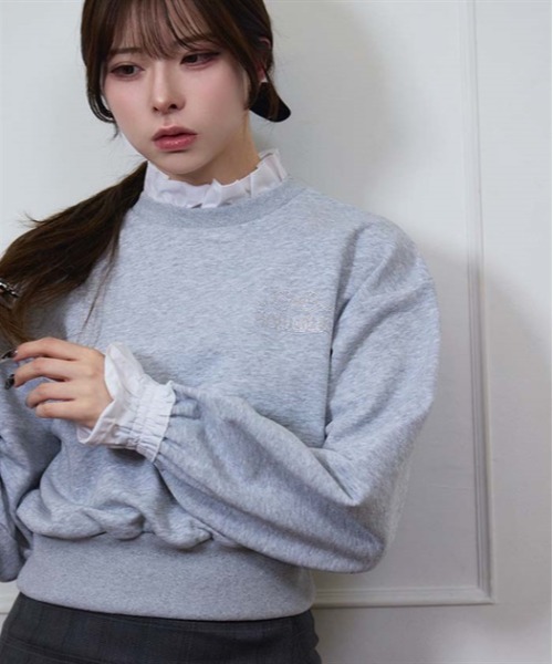 FickleBebe(フィクルベベ)の「フリルレイヤードスウェット(Tシャツ/カットソー・レディース・グレー/ブラック・FREE)」の1枚目の写真