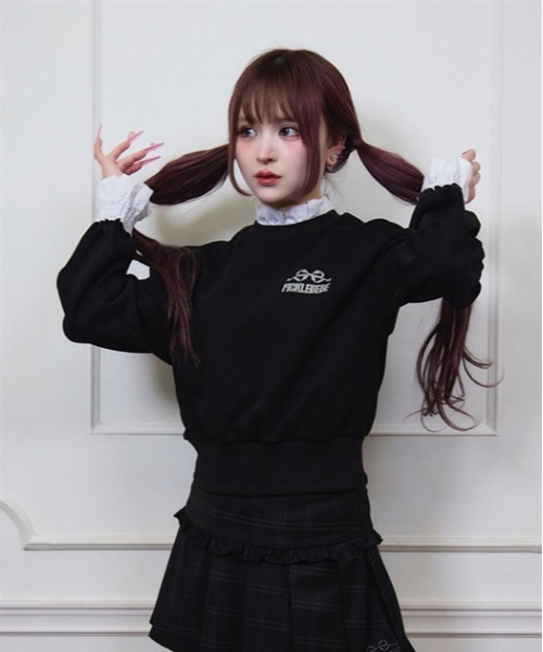 FickleBebe(フィクルベベ)の「フリルレイヤードスウェット(Tシャツ/カットソー・レディース・グレー/ブラック・FREE)」の3枚目の写真