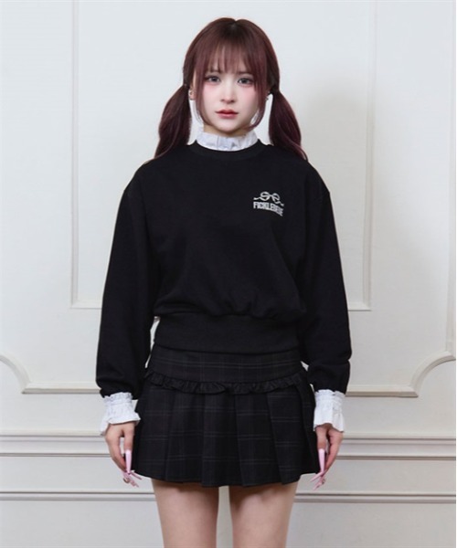 FickleBebe(フィクルベベ)の「フリルレイヤードスウェット(Tシャツ/カットソー・レディース・グレー/ブラック・FREE)」の11枚目の写真