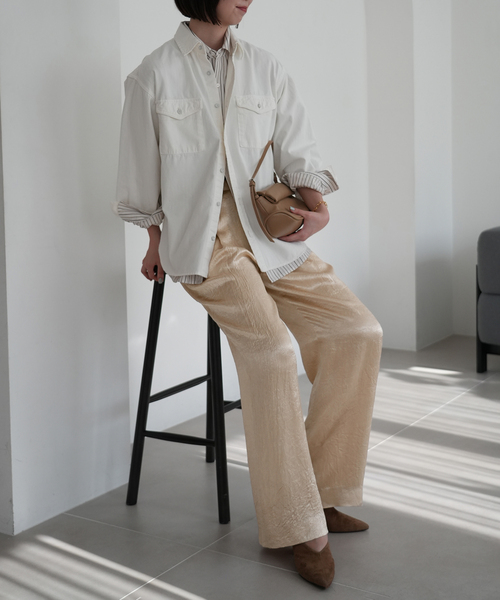 SLOBE IENA（スローブイエナ）の「《WEB/一部店舗限定》SAKOMIYA サテンパンツ（その他パンツ・レディース・アイボリー/ライトグリーン・38/40/36）」の14枚目の写真