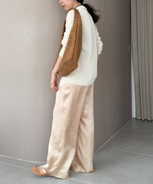 SLOBE IENA（スローブイエナ）の「《WEB/一部店舗限定》SAKOMIYA サテンパンツ（その他パンツ・レディース・アイボリー/ライトグリーン・38/40/36）」の16枚目の写真