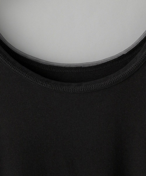 A part by(アパートバイ)の「チュールタンク≪追加3≫(タンクトップ・レディース・ブラック/オフホワイト/ライトベージュ・FREE)」の7枚目の写真