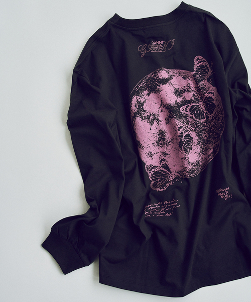 GANNI ガニー　tee GANNI ガニー Black Heavy Cotton Drop Shoulder T-shirt T
