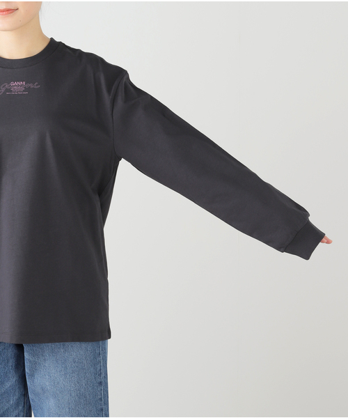 GANNI ガニー ブラック ロングスリーブ Tシャツ セール】GANNI / ガニー Future Heavy Jersey Long Sleeve Tee