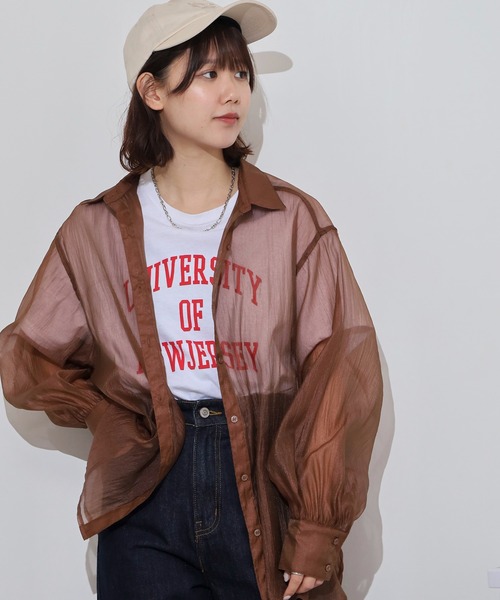 atONE(アットワン)の「オーガンシアービッグシャツ(シャツ/ブラウス・レディース・ミント/モカ/グレー系その他/ブラック/グレー/オフホワイト/ピンク/ブラウン/ブラック系その他・F)」の1枚目の写真