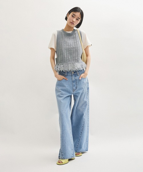 ADAM ET ROPE'（アダムエロペ）の「【WEB限定】フリンジニットジレ（ベスト・レディース・ブラック系その他/ライトグレー/ブルー系その他4・FREE）」の9枚目の写真