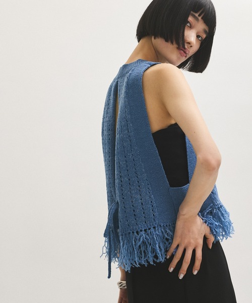 ADAM ET ROPE'（アダムエロペ）の「【WEB限定】フリンジニットジレ（ベスト・レディース・ブラック系その他/ライトグレー/ブルー系その他4・FREE）」の12枚目の写真