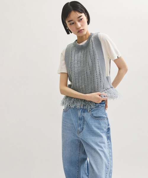ADAM ET ROPE'（アダムエロペ）の「【WEB限定】フリンジニットジレ（ベスト・レディース・ブラック系その他/ライトグレー/ブルー系その他4・FREE）」の16枚目の写真