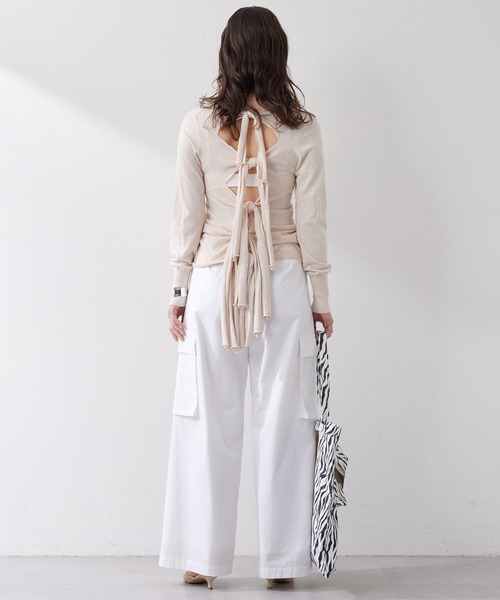 Whim Gazette（ウィムガゼット）の「タイプライターパンツ（カーゴパンツ・レディース・オフホワイト/ブラック/ベビーピンク・36/38）」の21枚目の写真