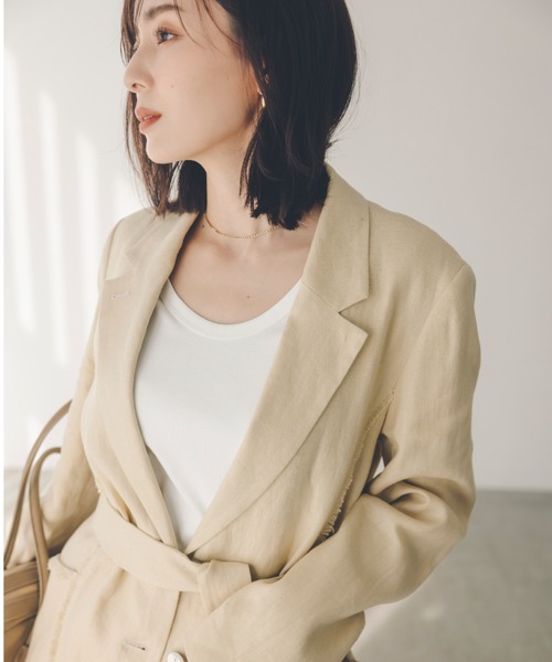 anuans（アニュアンス）の「シルクタッチコットンUネックT（Tシャツ/カットソー・レディース・チャコールグレー/ブラック/ホワイト/ピンク/その他/サックスブルー/ベージュ/ネイビー・SMALL/MEDIUM）」の14枚目の写真