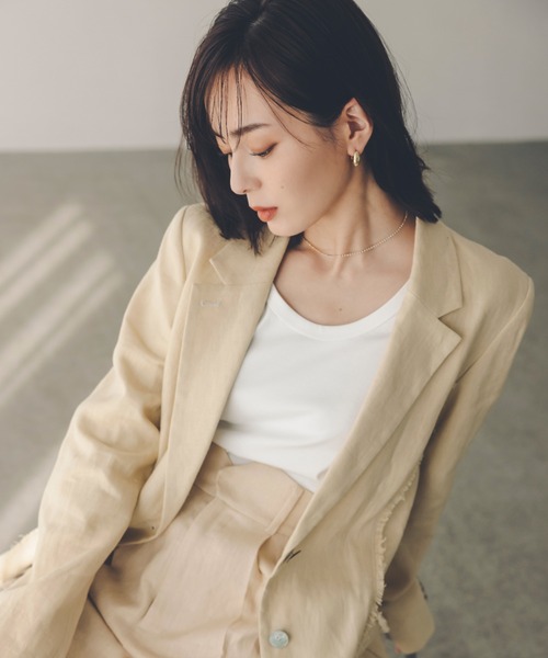 anuans（アニュアンス）の「シルクタッチコットンUネックT（Tシャツ/カットソー・レディース・チャコールグレー/ブラック/ホワイト/ピンク/その他/サックスブルー/ベージュ/ネイビー・SMALL/MEDIUM）」の12枚目の写真