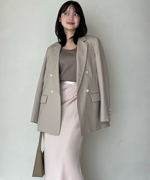 【新品】 ánuans シルクタッチコットンUネックT （S） シルクタッチコットンUネックT