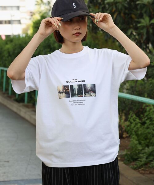 FFEIN(フェイン)の「【FFEIN(フェイン)】フォトプリントショート丈Tシャツ / Tシャツ 短丈 クルーネック 半袖 ショート丈(Tシャツ/カットソー・メンズ・アッシュグレー/チャコール/ホワイト・LARGE/MEDIUM/SMALL)」の13枚目の写真