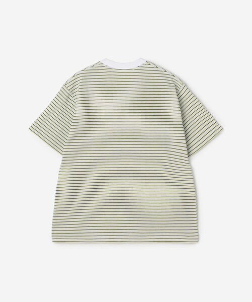 ダントン　MHL. モスグリーン　ポケット付き Tシャツ S DANTON | ポケットTシャツ STRIPE WOMEN（Tシャツ/カットソー