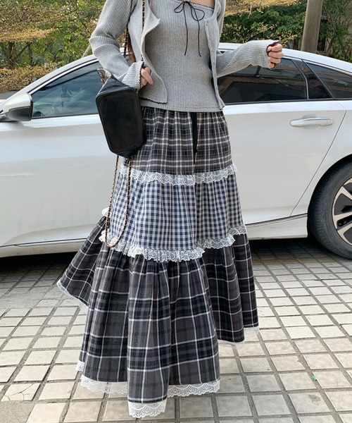 meJane（ミージェーン）の「チェック柄 ティアードロングスカート（スカート・レディース・チェック・S/M/L）」の10枚目の写真