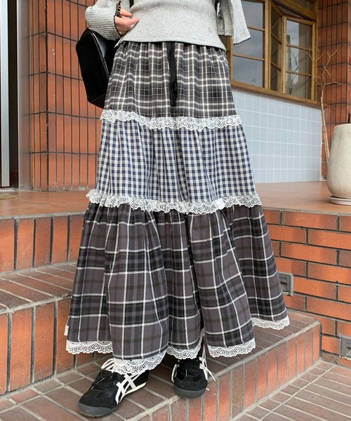 meJane（ミージェーン）の「チェック柄 ティアードロングスカート（スカート・レディース・チェック・S/M/L）」の11枚目の写真