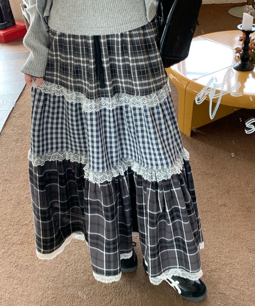 meJane（ミージェーン）の「チェック柄 ティアードロングスカート（スカート・レディース・チェック・S/M/L）」の13枚目の写真