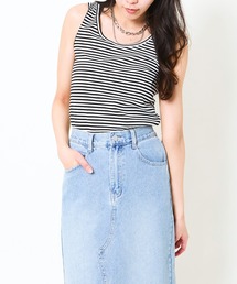 《リブ素材×ラウンドネック》レディース タンクトップ カットソー ノースリーブ インナー 春夏秋