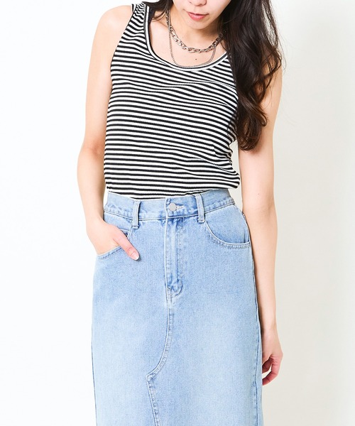 GORGE（ゴージ）の「《リブ素材×ラウンドネック》レディース タンクトップ カットソー ノースリーブ インナー 春夏秋（タンクトップ・レディース・イエロー/ブラック/オフホワイト/その他/オレンジ/チャコール・F）」の6枚目の写真