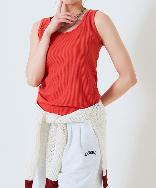 GORGE（ゴージ）の「《リブ素材×ラウンドネック》レディース タンクトップ カットソー ノースリーブ インナー 春夏秋（タンクトップ・レディース・イエロー/ブラック/オフホワイト/その他/オレンジ/チャコール・F）」の21枚目の写真