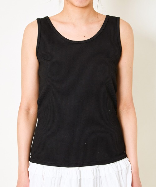 GORGE（ゴージ）の「《リブ素材×ラウンドネック》レディース タンクトップ カットソー ノースリーブ インナー 春夏秋（タンクトップ・レディース・イエロー/ブラック/オフホワイト/その他/オレンジ/チャコール・F）」の19枚目の写真