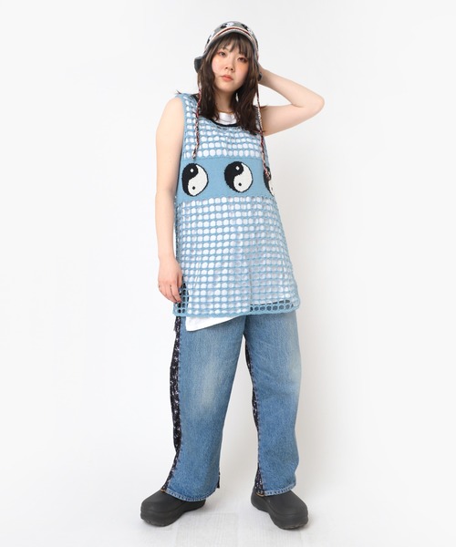 RNA(アールエヌエー)の「R4341 プリーツコンビワイドストレート(デニムパンツ・レディース・ライトインディゴブルー/インディゴブルー・MEDIUM)」の17枚目の写真