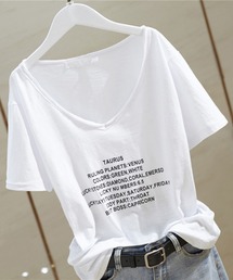 SPIGA | 深VネックプリントTシャツ(Tシャツ/カットソー)