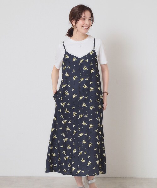 ITS'DEMO（イッツデモ）の「【手洗い可／無地・花柄】ジョーゼットキャミワンピ（ワンピース・レディース・ブラック/ベージュ/ダークグレー/ベージュ系その他4/ネイビー系・00）」の5枚目の写真