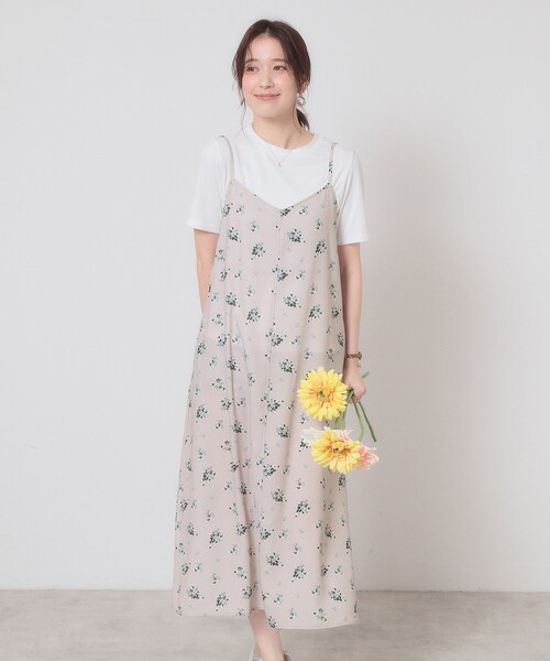 ITS'DEMO（イッツデモ）の「【手洗い可／無地・花柄】ジョーゼットキャミワンピ（ワンピース・レディース・ブラック/ベージュ/ダークグレー/ベージュ系その他4/ネイビー系・00）」の4枚目の写真