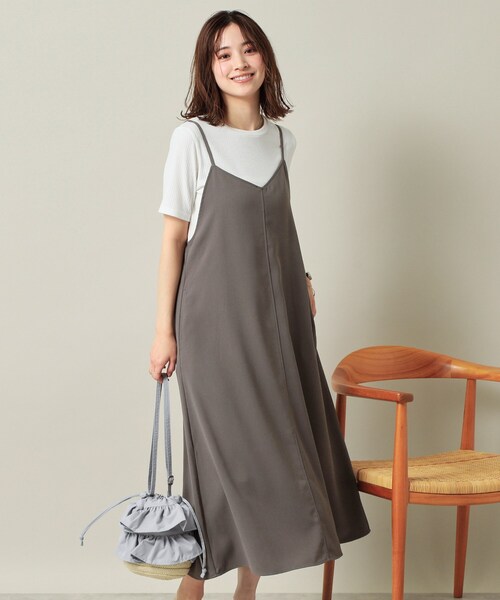 ITS'DEMO（イッツデモ）の「【手洗い可／無地・花柄】ジョーゼットキャミワンピ（ワンピース・レディース・ブラック/ベージュ/ダークグレー/ベージュ系その他4/ネイビー系・00）」の3枚目の写真