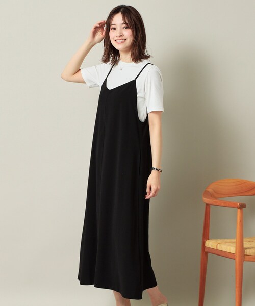 ITS'DEMO（イッツデモ）の「【手洗い可／無地・花柄】ジョーゼットキャミワンピ（ワンピース・レディース・ブラック/ベージュ/ダークグレー/ベージュ系その他4/ネイビー系・00）」の2枚目の写真