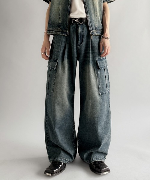 Classical Origin(クラシカルオリジン)の「ヴィンテージウォッシュカーゴポケットデニム/Vintage-Wash Cargo Pocket Denim(デニムパンツ・メンズ・ブラック/ブルー・SMALL/MEDIUM/LARGE)」の9枚目の写真
