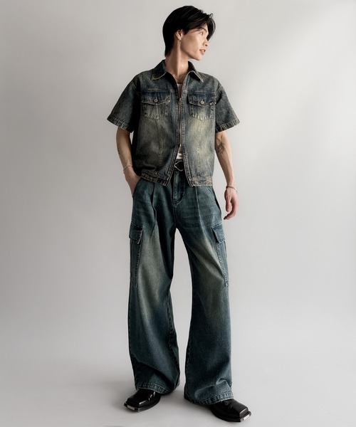 Classical Origin(クラシカルオリジン)の「ヴィンテージウォッシュカーゴポケットデニム/Vintage-Wash Cargo Pocket Denim(デニムパンツ・メンズ・ブラック/ブルー・SMALL/MEDIUM/LARGE)」の11枚目の写真