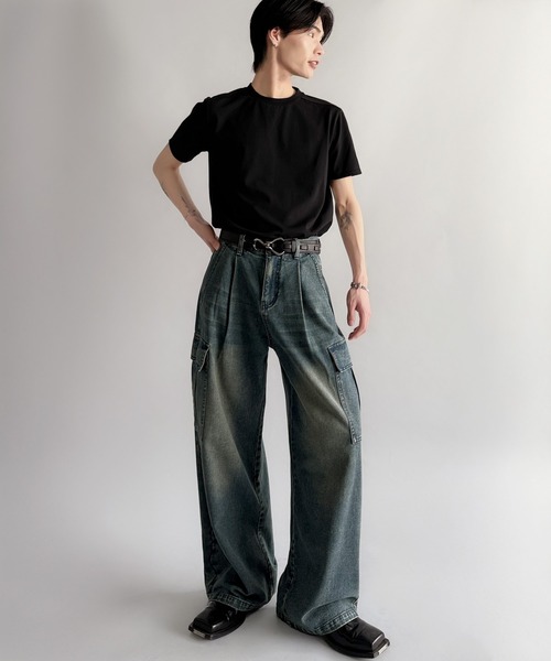 Classical Origin(クラシカルオリジン)の「ヴィンテージウォッシュカーゴポケットデニム/Vintage-Wash Cargo Pocket Denim(デニムパンツ・メンズ・ブラック/ブルー・SMALL/MEDIUM/LARGE)」の10枚目の写真