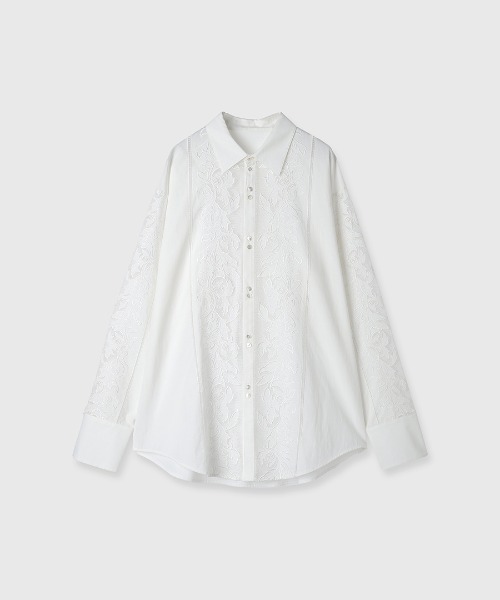 CREDONA(クレドナ)の「EMBROIDERY SHIRTS/エンブロイダリーシャツ(シャツ/ブラウス・レディース・ホワイト/ベージュ/ネイビー・FREE)」の21枚目の写真